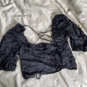 H&M Black Satin Blouse